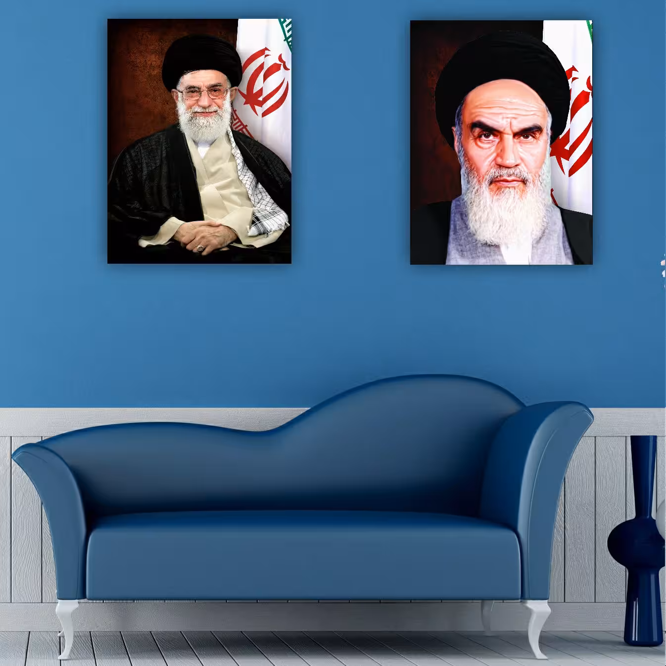 تابلو بوم طرح امام خمینی و حضرت آقا مدل 4030 مجموعه 2 عددی