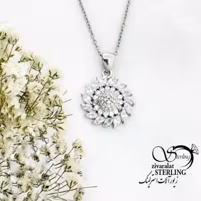 گردنبند نگین جواهری 925عیار کد 19440