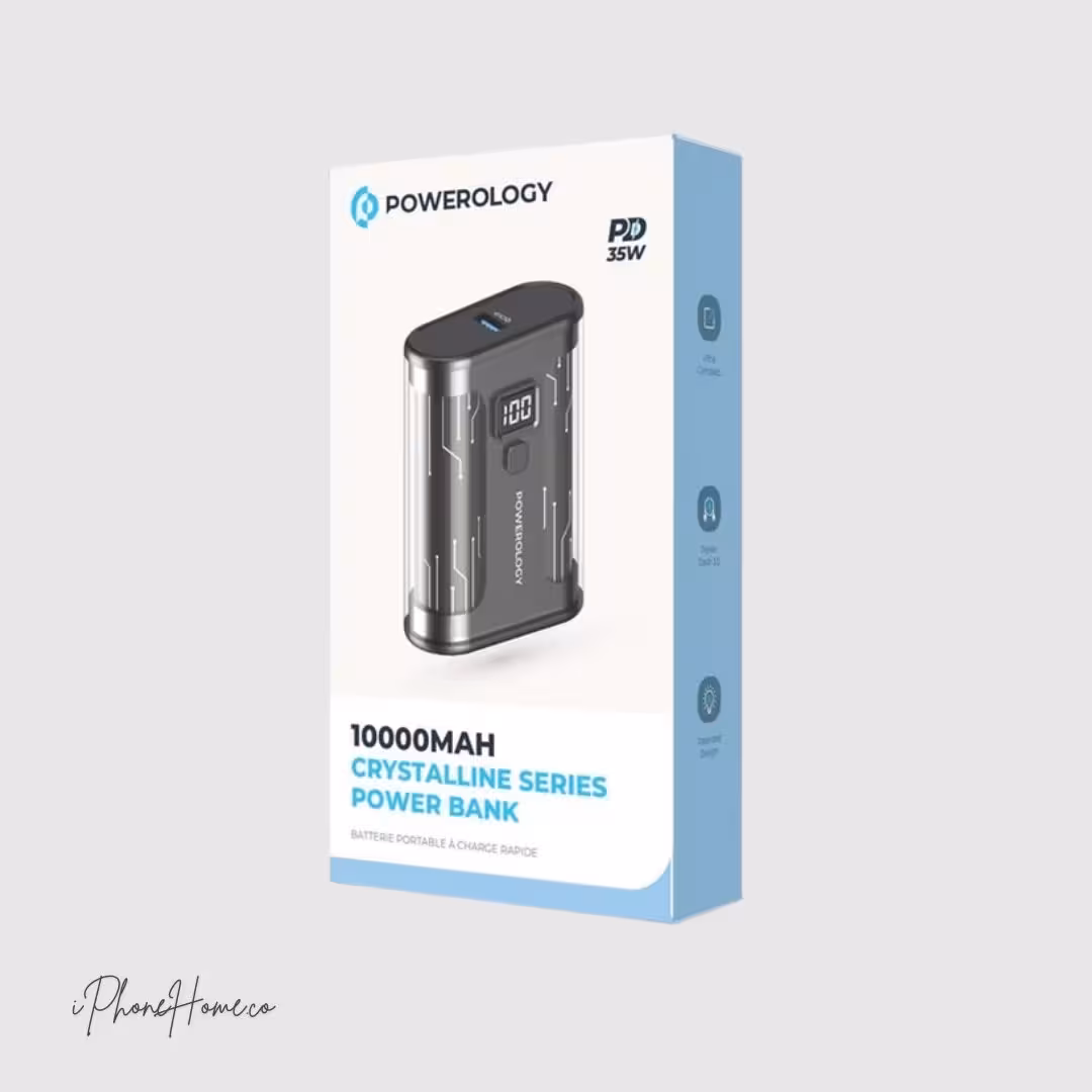 پاوربانک پاورلوژی 10000mah مدل Crystalline series 35 W مشکی (8312)