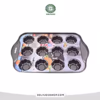 قالب تفلون مافین گل 12 خانه کف برجسته 5سانت