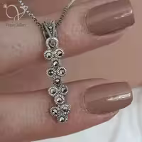 گردنبند نقره هانگ زنانه سیاه قلم نگین مارکازیت کد 8363