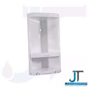 قفسه و جاشامپو حمام سه گوش کوچک سفید اطلس