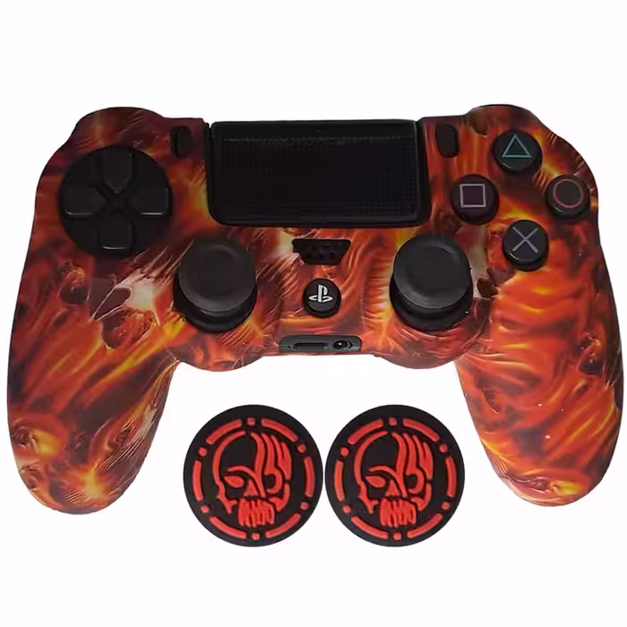 روکش دسته PS4 طرح جمجمه fiery skull