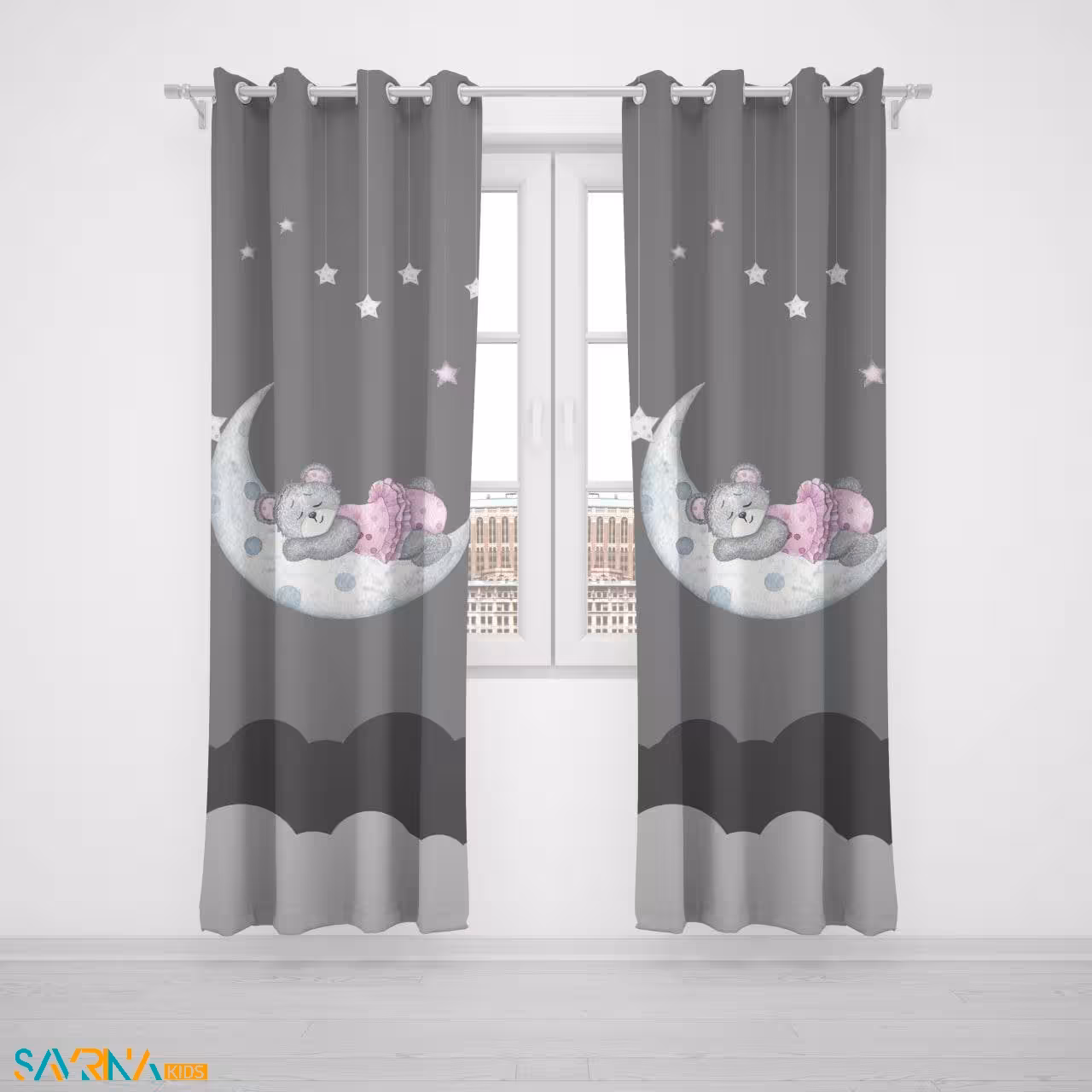 پرده پنلی بچگانه طرح تدی خوابالو کد A2958