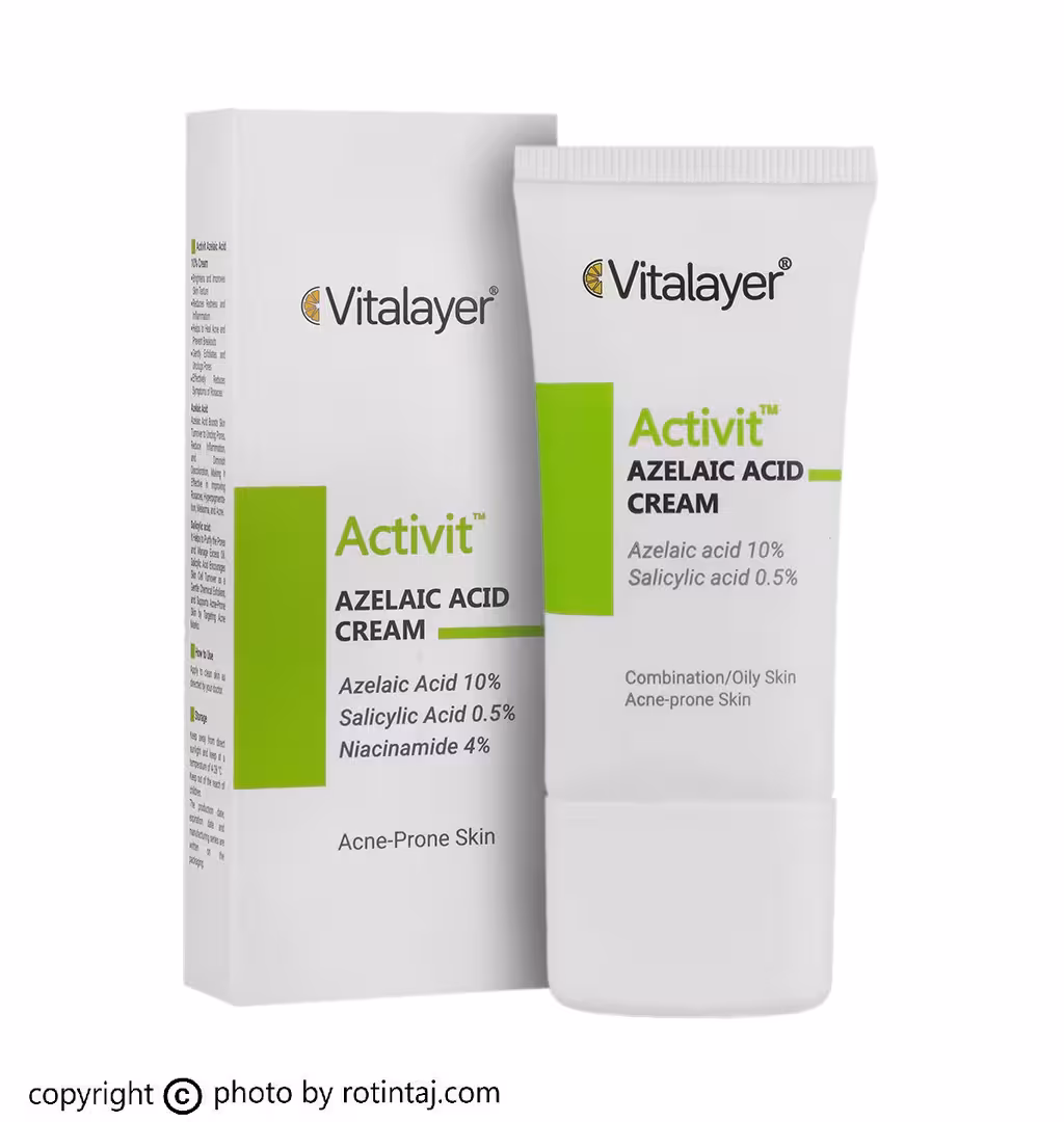 کرم آزلائیک اسید اکتی ویت ویتالیر، کرم روشن کننده Activit آزلائیک اسید 10 درصد ویتالیر 30 میلی