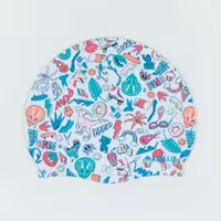 کلاه شنا نابایجی – دکتلون Nabaiji Silicone Swimming Cap – White / Dino Printed – 500