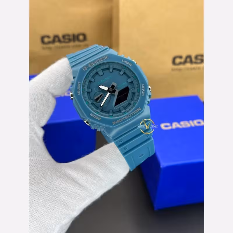 ساعت مچی جیشاک کاسیو صفحه آبی بند و بدنه آبی