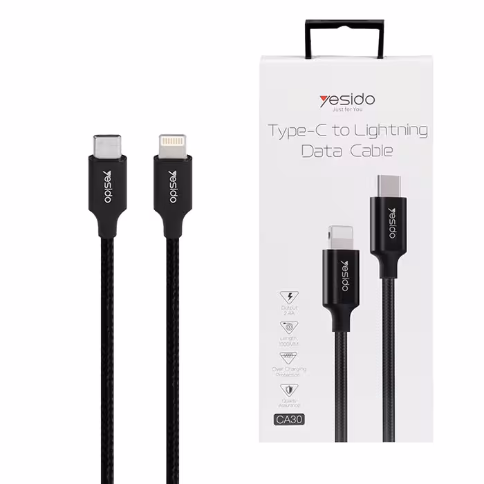 کابل Type-C به لایتنینگ یسیدو YESIDO CA30 طول 1.2 متر 2.4 آمپر