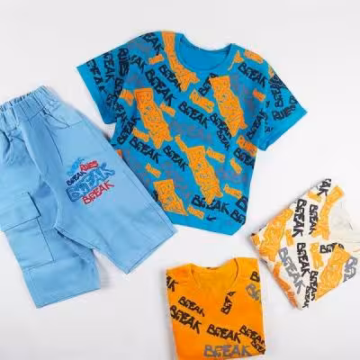 تیشرت شلوارک لش پسرانه چاپ انگلیسی کد 9282