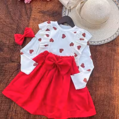 شومیز و دامن قلبی همراه با تل لباس یلدایی