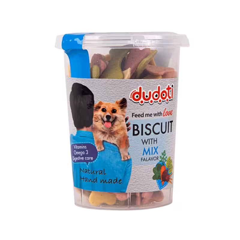تشویقی بیسکوییت سگ برند Dudoti دودوتی با طعم مخلوط 150 گرمی