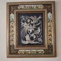 تابلو قلمزنی مس و خاتم مینیاتور نفیس