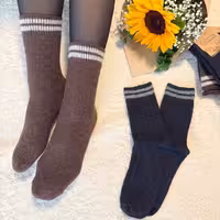 جوراب ساقدار پشمی حصیری دو خط