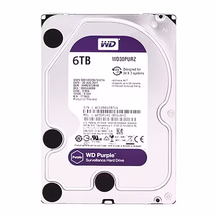 هارددیسک اینترنال وسترن دیجیتال مدل Purple WD60PURZ ظرفیت 6 ترابایت