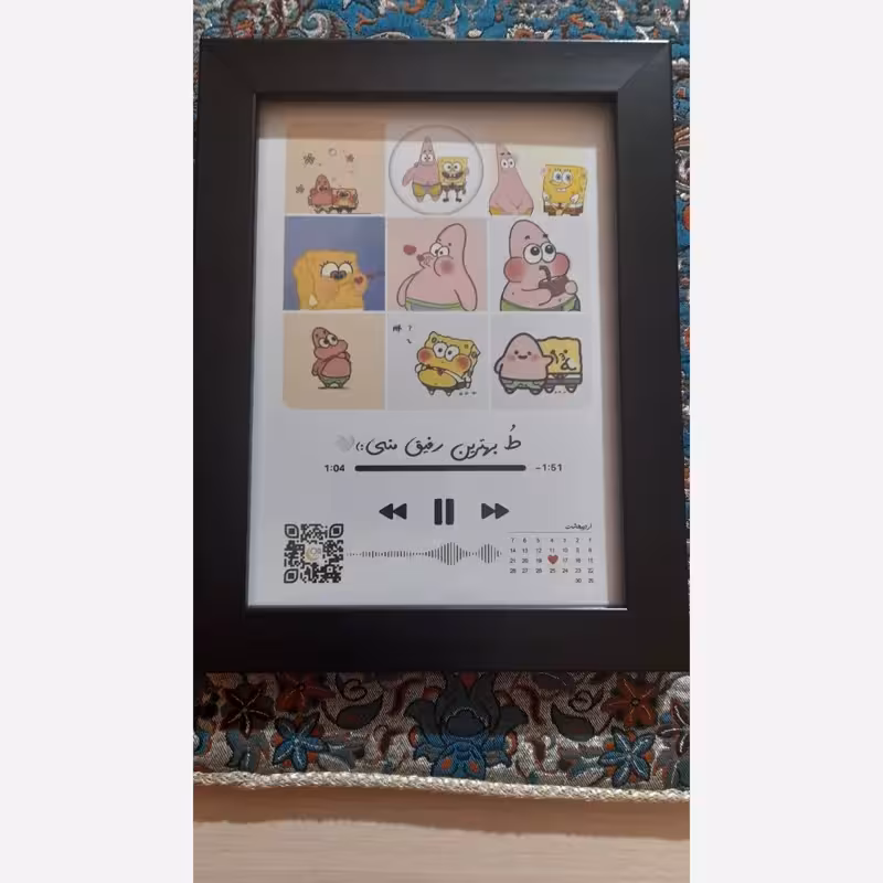کادو-تابلو موزیکال طرح پاتریک و باب اسفنجی هدیه تولد به دوستت