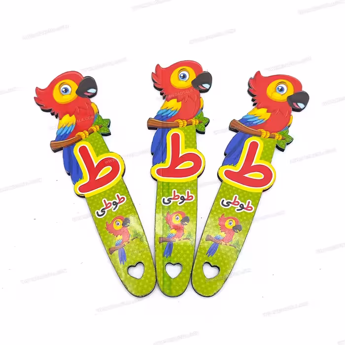 بوک مارک (نشانک) کتاب طرح طوطی ( گیفت الفبا با حروف ط و ی )