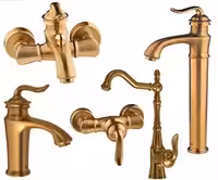 ست شیرالات شودر مدل لوکا طلا مات   روشویی بلند