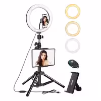 رینگ لایت 10 اینچی ELEGIANT با پایه، نگهدارنده گوشی و ریموت بلوتوثی برای تولید محتوا