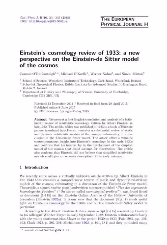 خرید و دانلود نسخه کامل کتاب Einstein’s cosmology review of 1933: a new perspective on the Einstein-de Sitter model of the cosmos