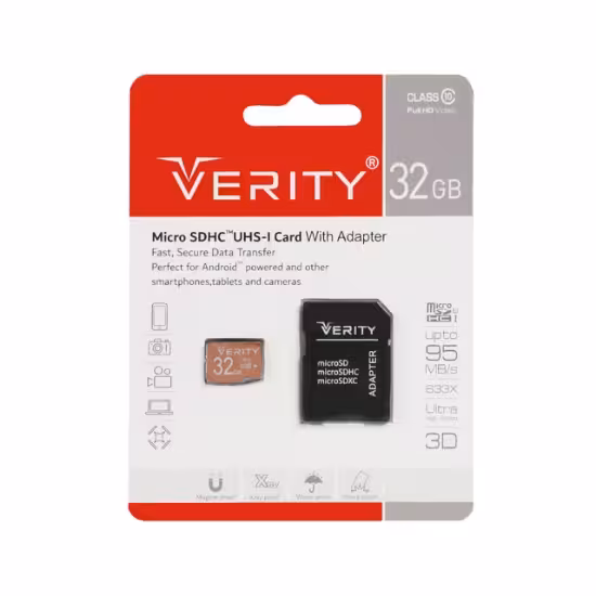 کارت حافظه microSDHC وریتی مدل Ultra کلاس 10 استاندارد UHS-I U1 سرعت 95MBps ظرفیت 32 گیگابایت به همراه آداپتور SD