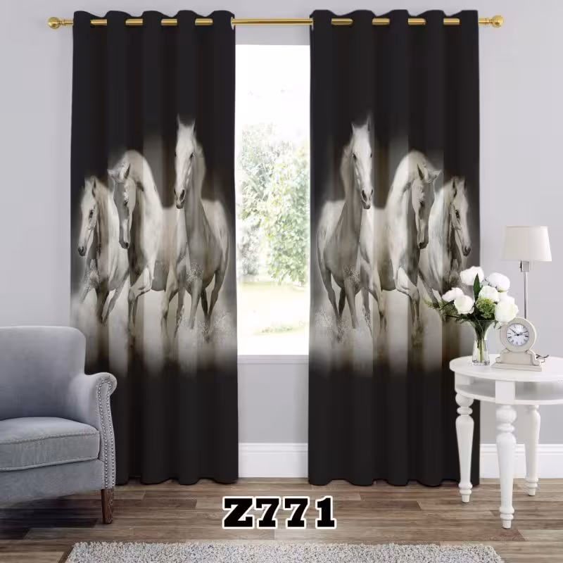 پرده سه بعدی طرح اسب