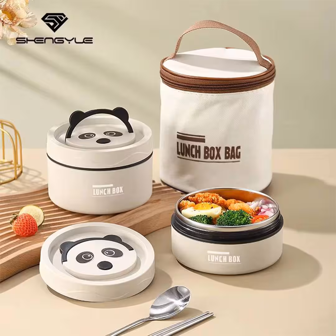 فلاسک غذا کودک دو قسمتی کاور‌دار 1040 میل طرح پاندا