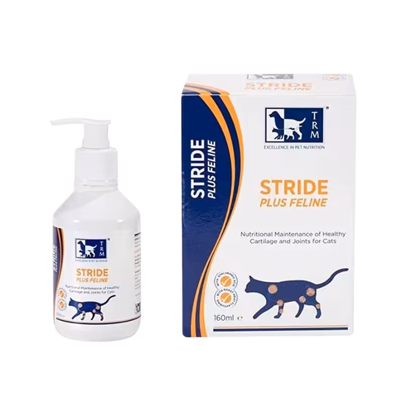 شربت مکمل غضروف و مفاصل گربه مدل stride plus برند TRM تی آر ام 160 میلی