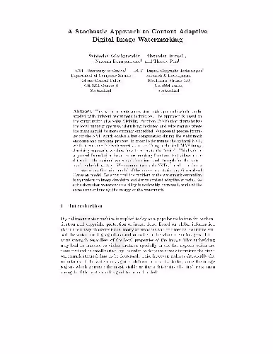 خرید و دانلود نسخه کامل کتاب A Stochastic Approach to Content Adaptive Digital Image Watermarking