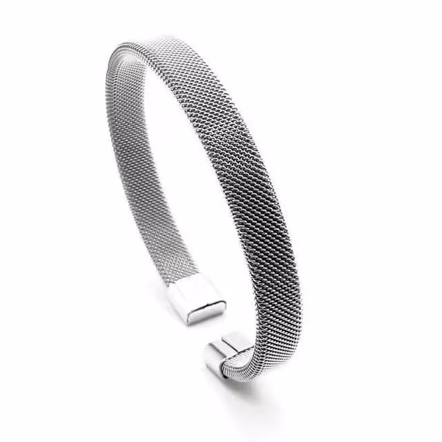 دستبند بنگل نقره ای استیل وارداتی