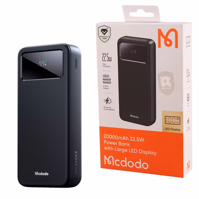 پاور بانک فست شارژ مک دودو MC-423 QC PD 22.5W ظرفیت 20000 میلی آمپر ساعت