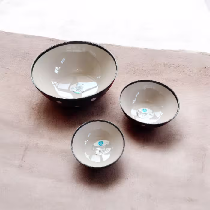 کاسه پلاستیکی مدل Spotty bowl برند هوبی لایف ترکیه در 3 سایز مختلف رنگ قهوه ای و مشکی