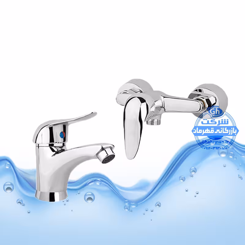 ست 2 عددی شیر روشویی و شیر توالت اهرمی | کروم براق | شیرآلات برند آیدا صنعت مدل قهرمان