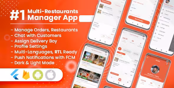 دانلود سورس Manager / Owner for Multi-Restaurants Flutter App