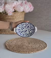 تابه سرامیکی بیضی مینی دنی هوم- طرح گل سرمه ای