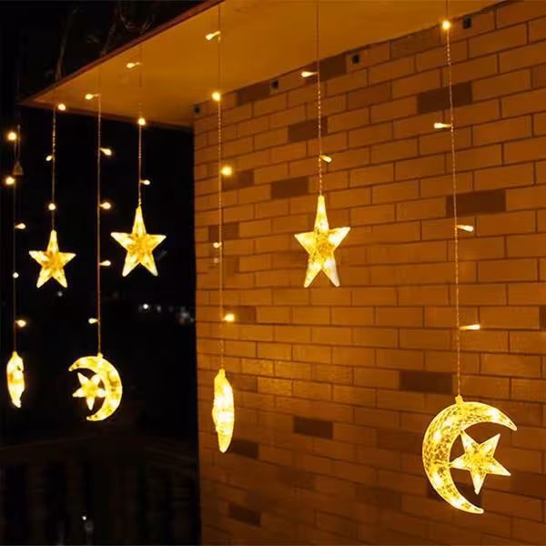 ریسه تزیینی ماه و ستاره پرده ای