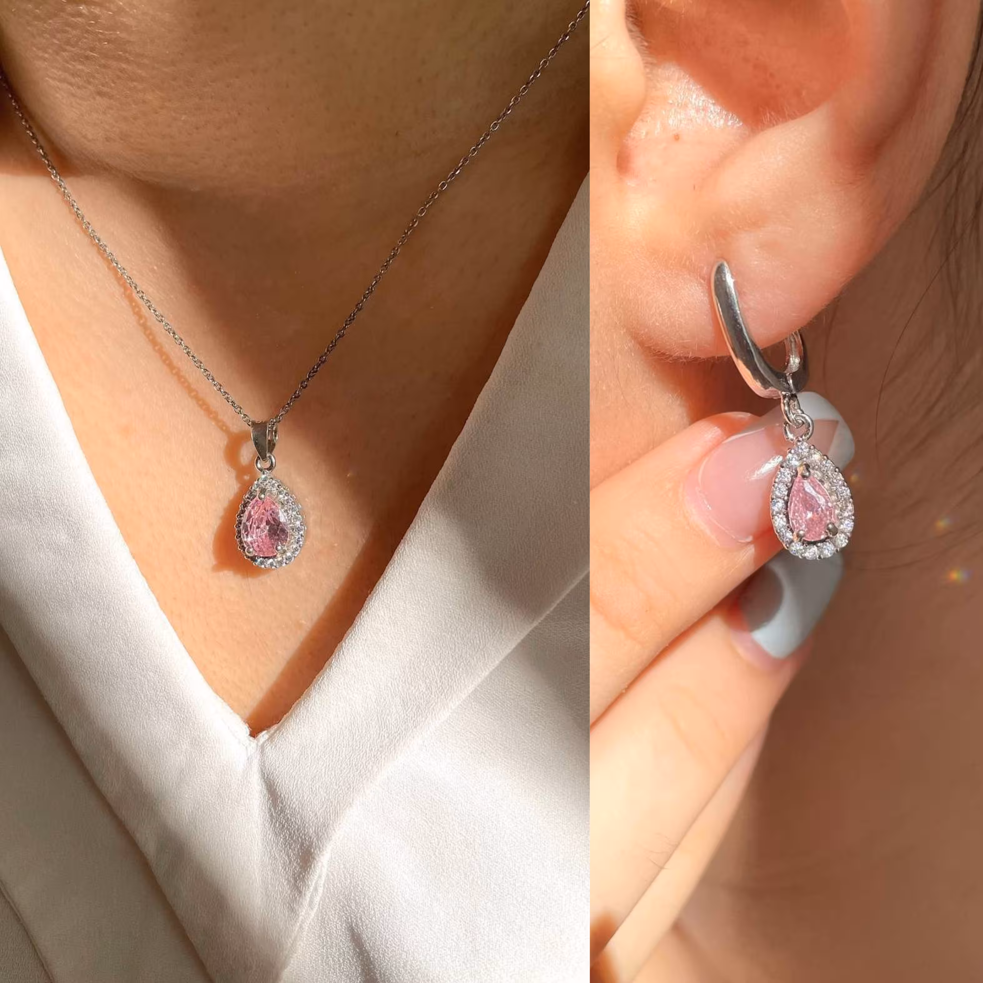 نیمست اشک نقره جواهری کد 00253