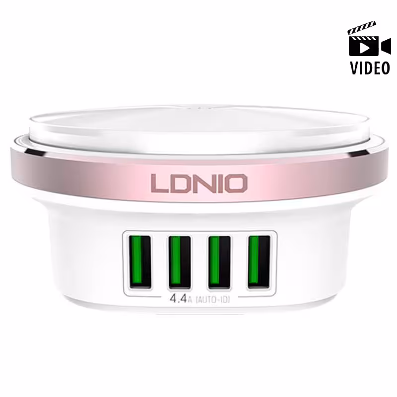 شارژر 4 پورت الدینیو LDNIO A4406 4.4A 22W  چراغ LED
