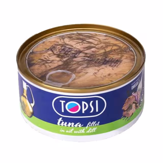 کنسرو ماهی در روغن با شوید تاپسی 180 گرمی
