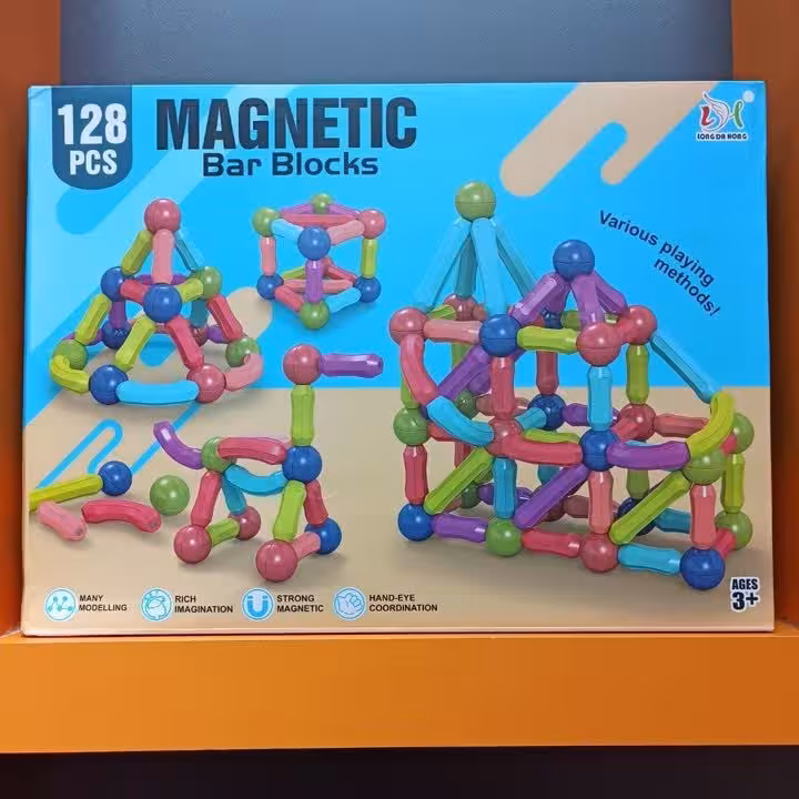 اسباب بازی ساختنی لگو مگنت رنگی 128 قطعه