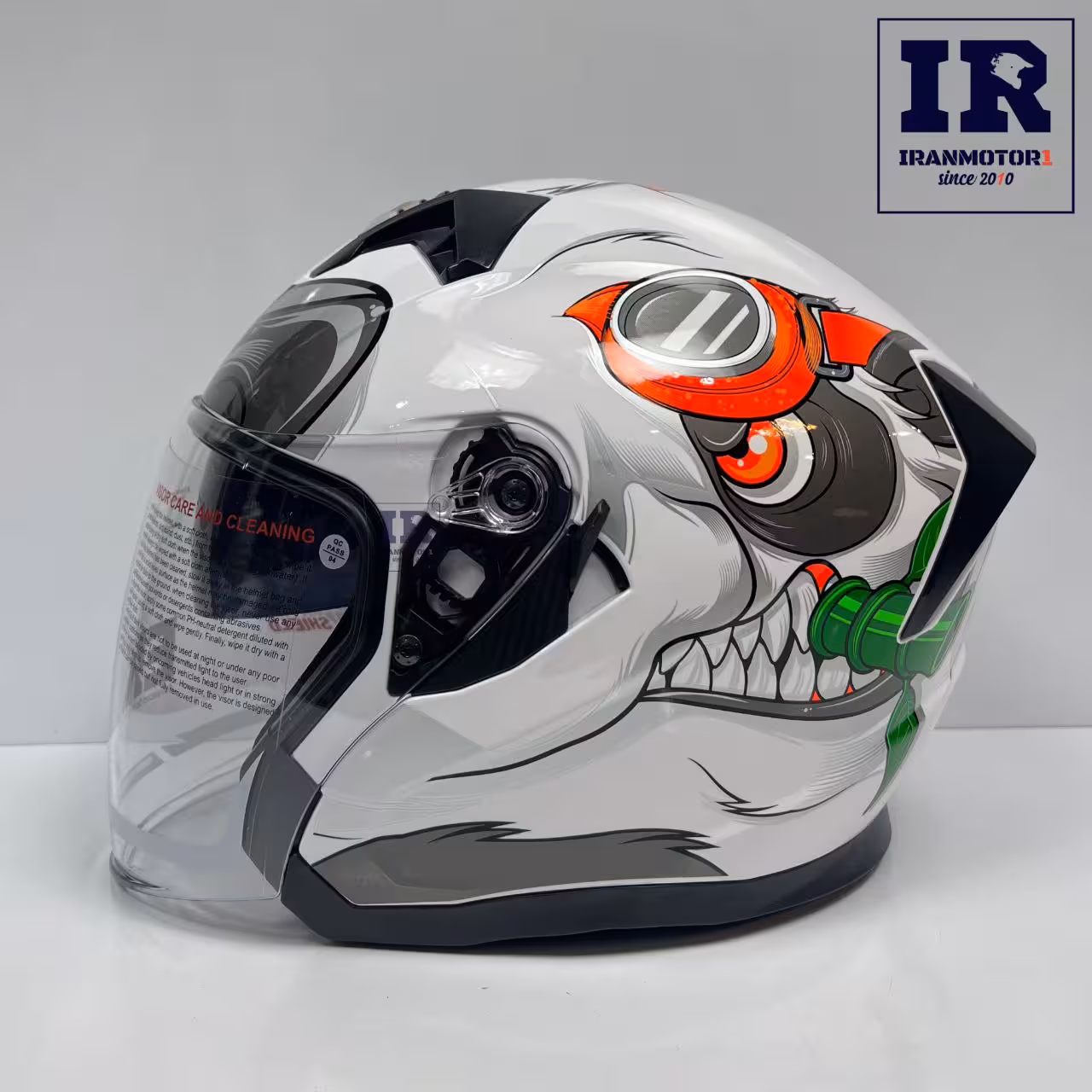کلاه کاسکت بدون فک EK ای کا JK528 سفید سبز