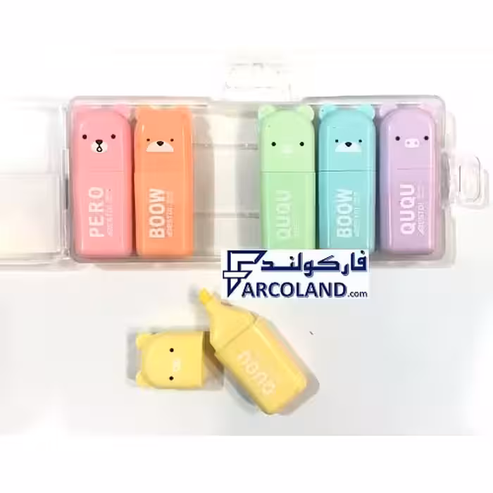 ماژیک هایلایتر بسته ای فانتزی 6 رنگ طرح خرس مدل BOOW کد RM1520-6