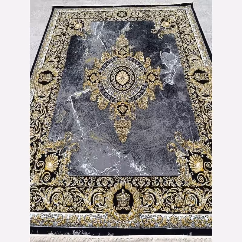 فرش ماشینی 6متری کاشان نقشه ژیوا مشکی(ارسال رایگان)