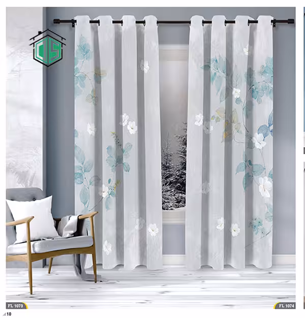 پرده گل دار مدل پانچی کد FL1074