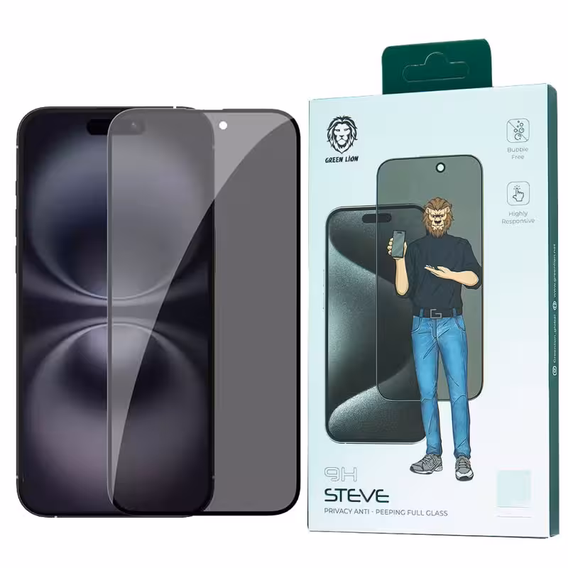 محافظ صفحه نمایش حریم خصوصی گرین لاین مدل 9H Steve privacy مناسب برای گوشی موبایل اپل iphone 15 pro