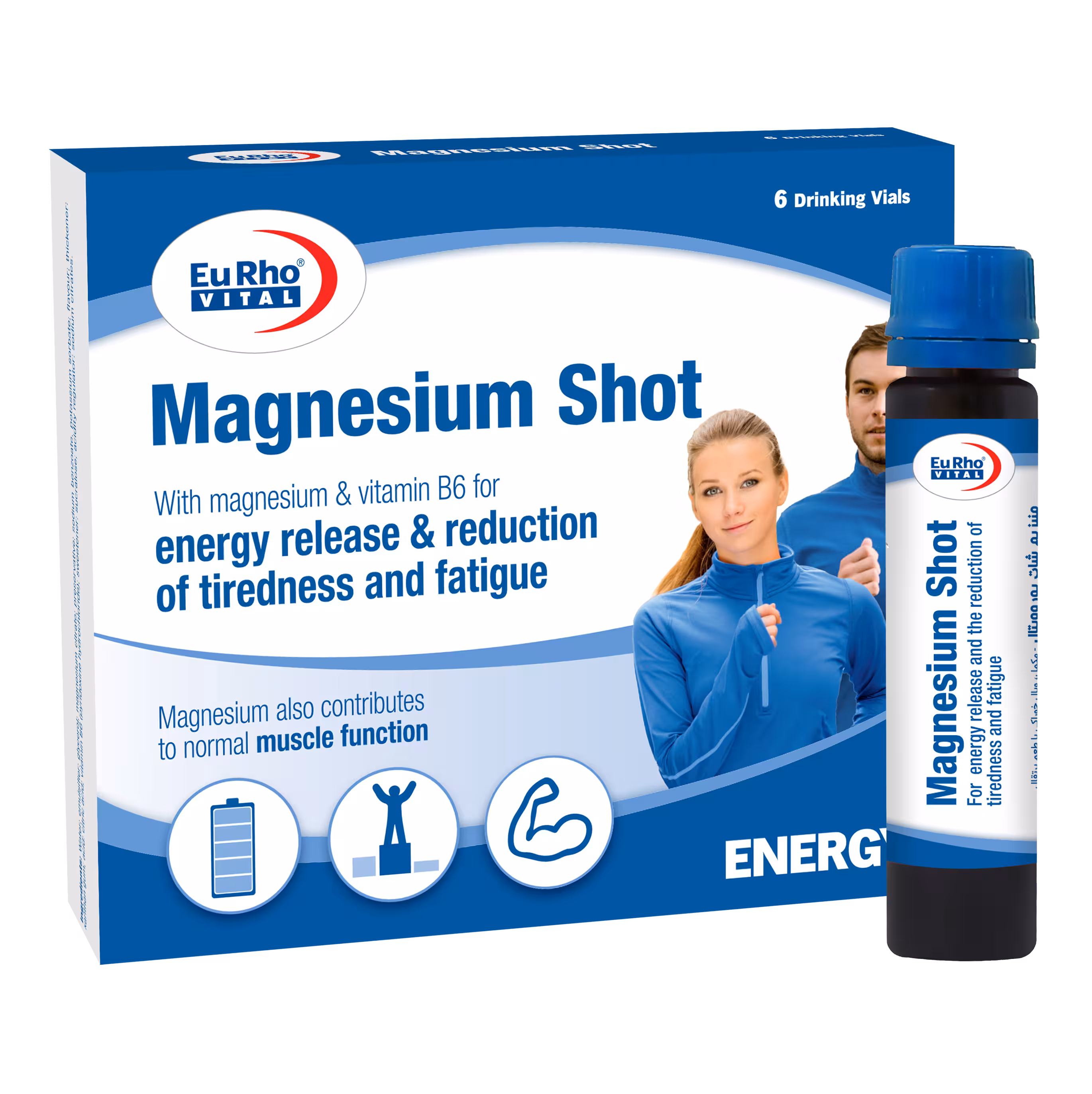 ویال خوراکی منیزیم شات یوروویتال با طعم پرتقال 6 عددی