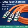 کابل شارژ 3 در 1 (6A/120w/USB to M L C) 3 in 1 Fast Charging Cable نارنجی