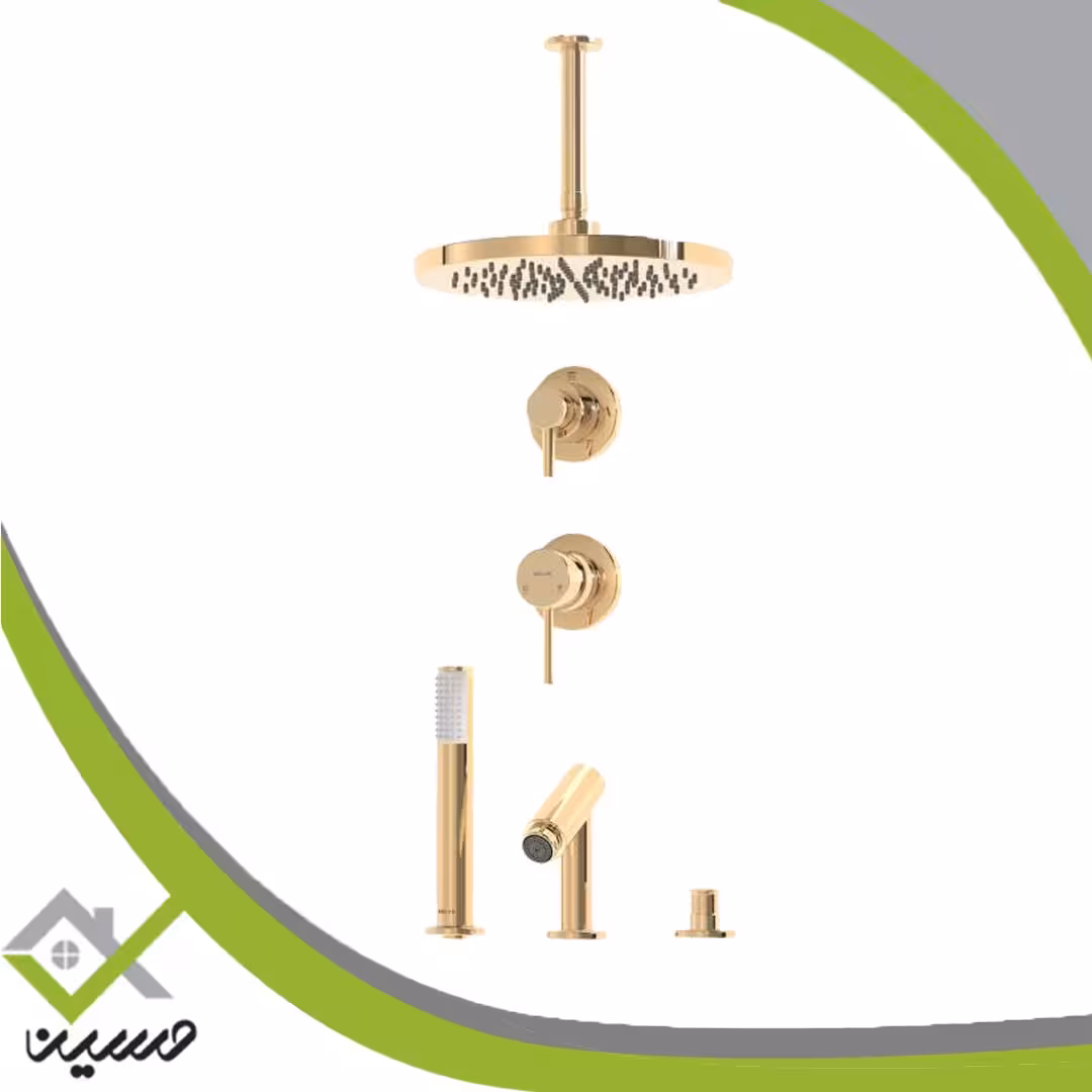 ملزومات دوش تیپ 5 لاکچری کلار مدل فلور طلایی(هزینه ارسال پس کرایه است)