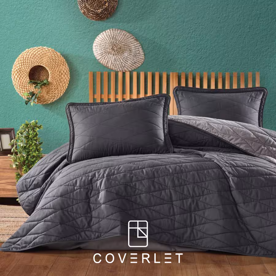 روتختی پنبه‌دوزی ذغالی طوسی مدل Lorna