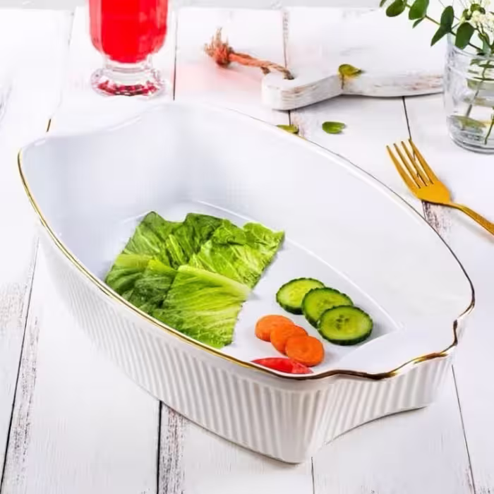 تابه بیضی سرامیک آماتیس لب طلا مدل ماهور کد 758G