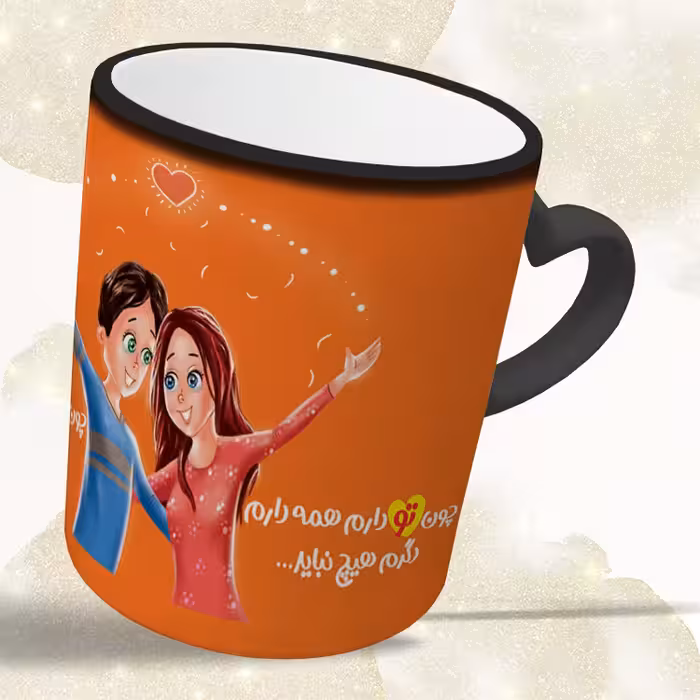 ماگ حرارتی مدل دسته قلبی طرح عاشقانه کد 136